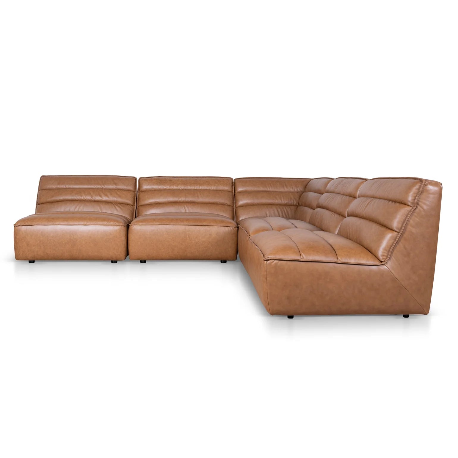  Amber Brown Modular Leather Corner Sofa