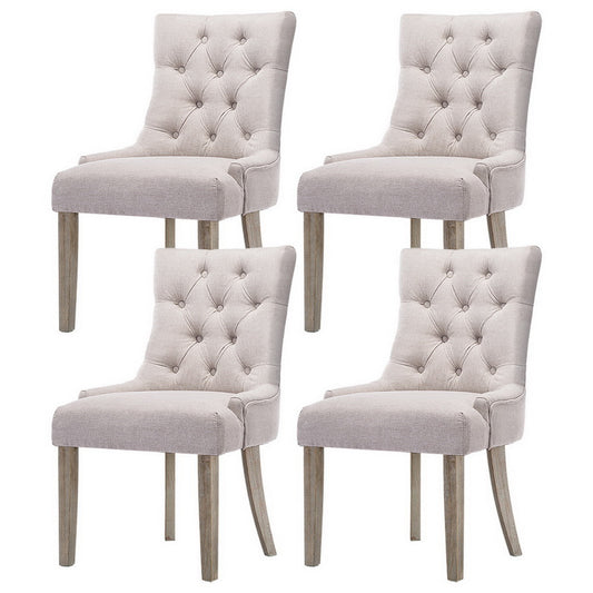 Cayes French Provincial Linen Dining Chairs Set of 4 - Beige