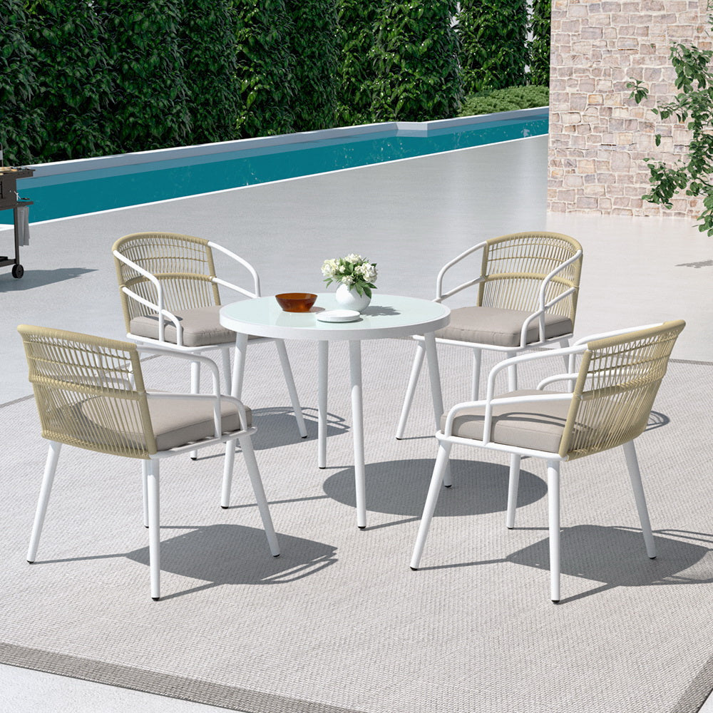 Cordelia 5 Piece White Outdoor Dining Set