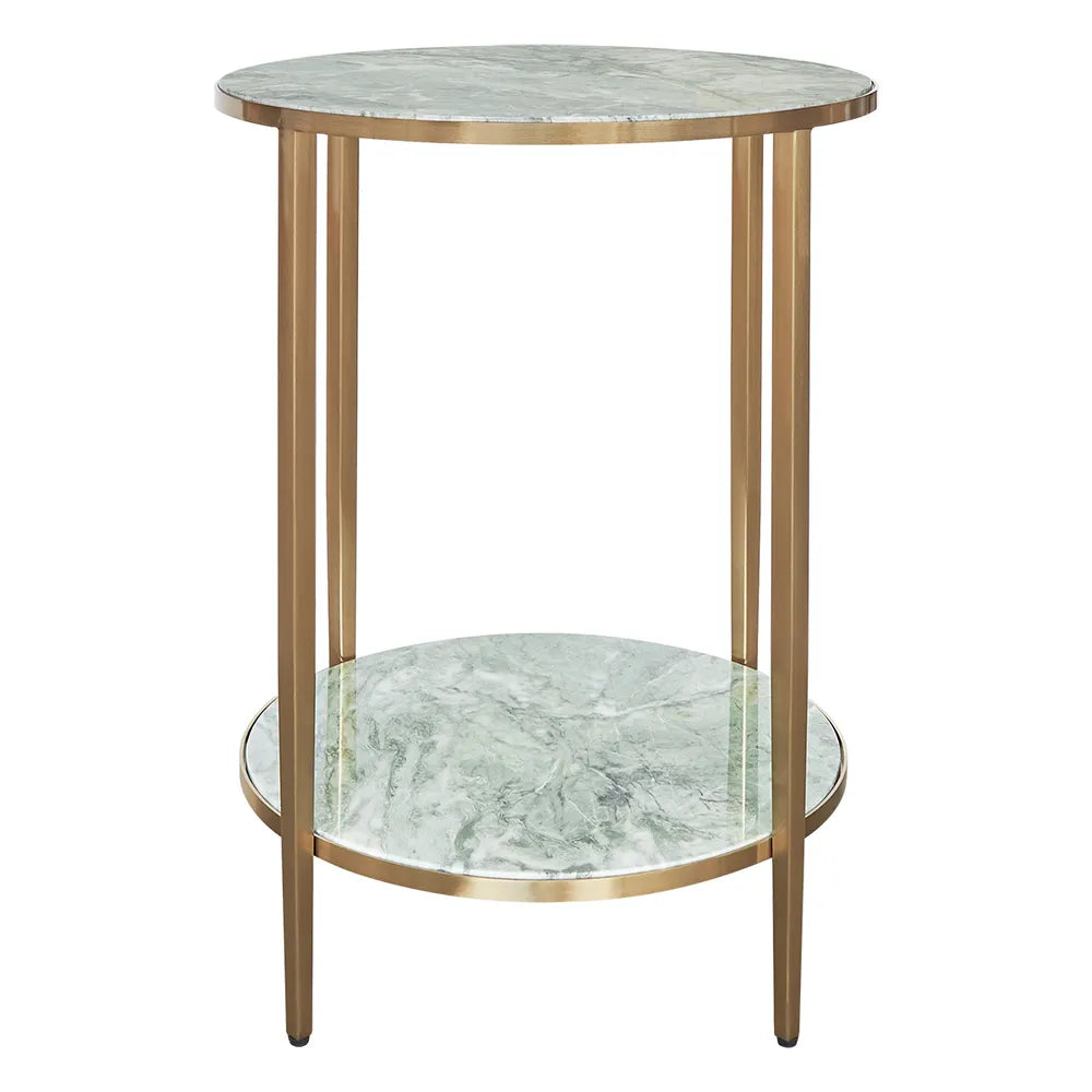 Chloe Dusty Jade Marble Side Table - Gold
