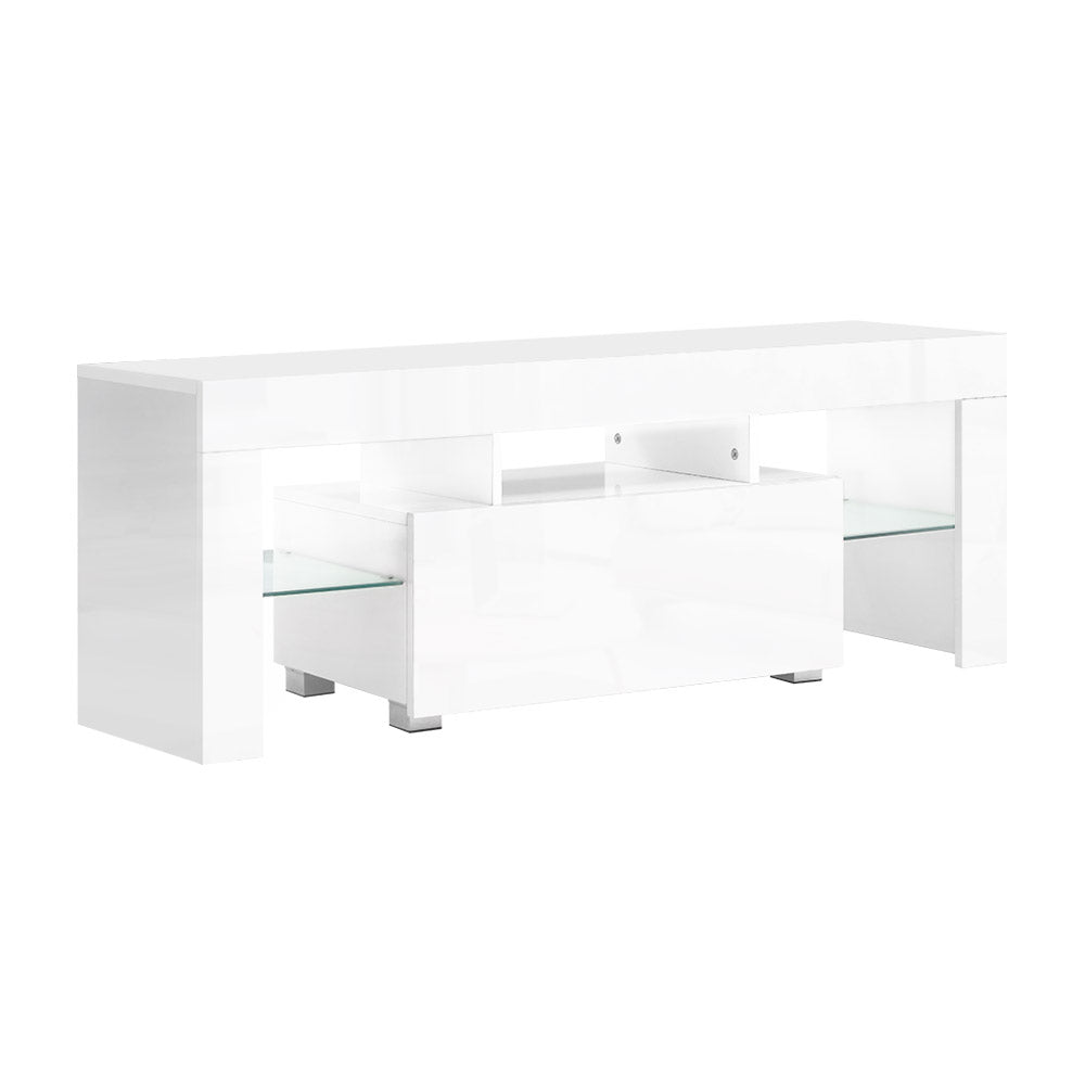 White Elo Entertainment Unit TV Cabinet LED 130cm