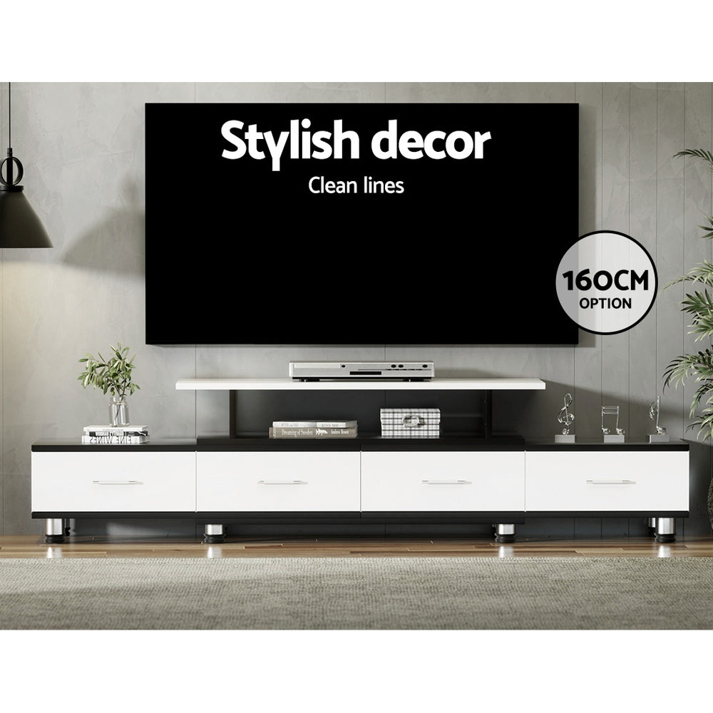 Kylie Black & White TV Cabinet Entertainment Unit Stand Wooden 