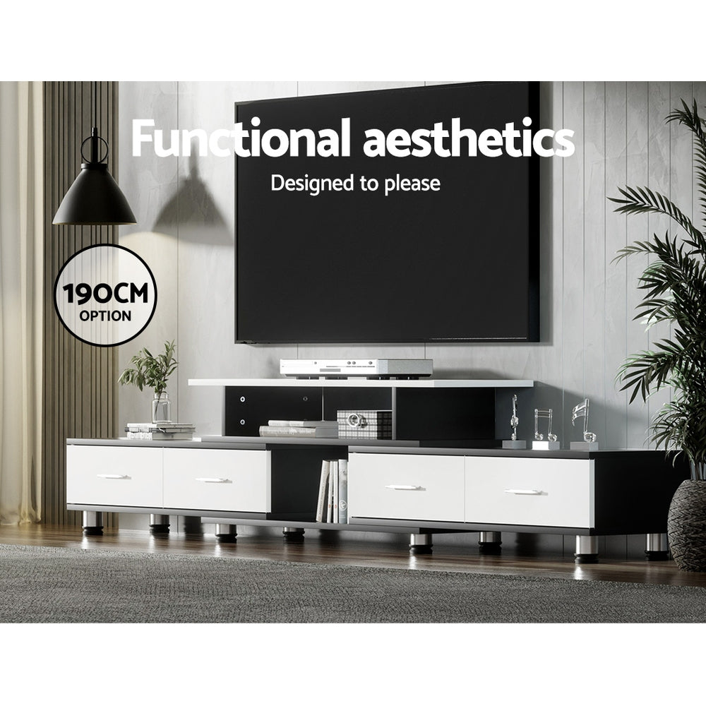 Kylie Black & White TV Cabinet Entertainment Unit Stand Wooden 