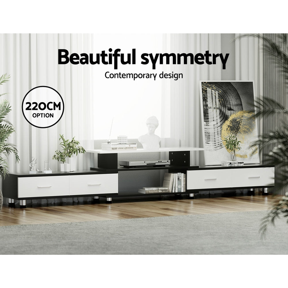 Kylie Black & White TV Cabinet Entertainment Unit Stand Wooden 