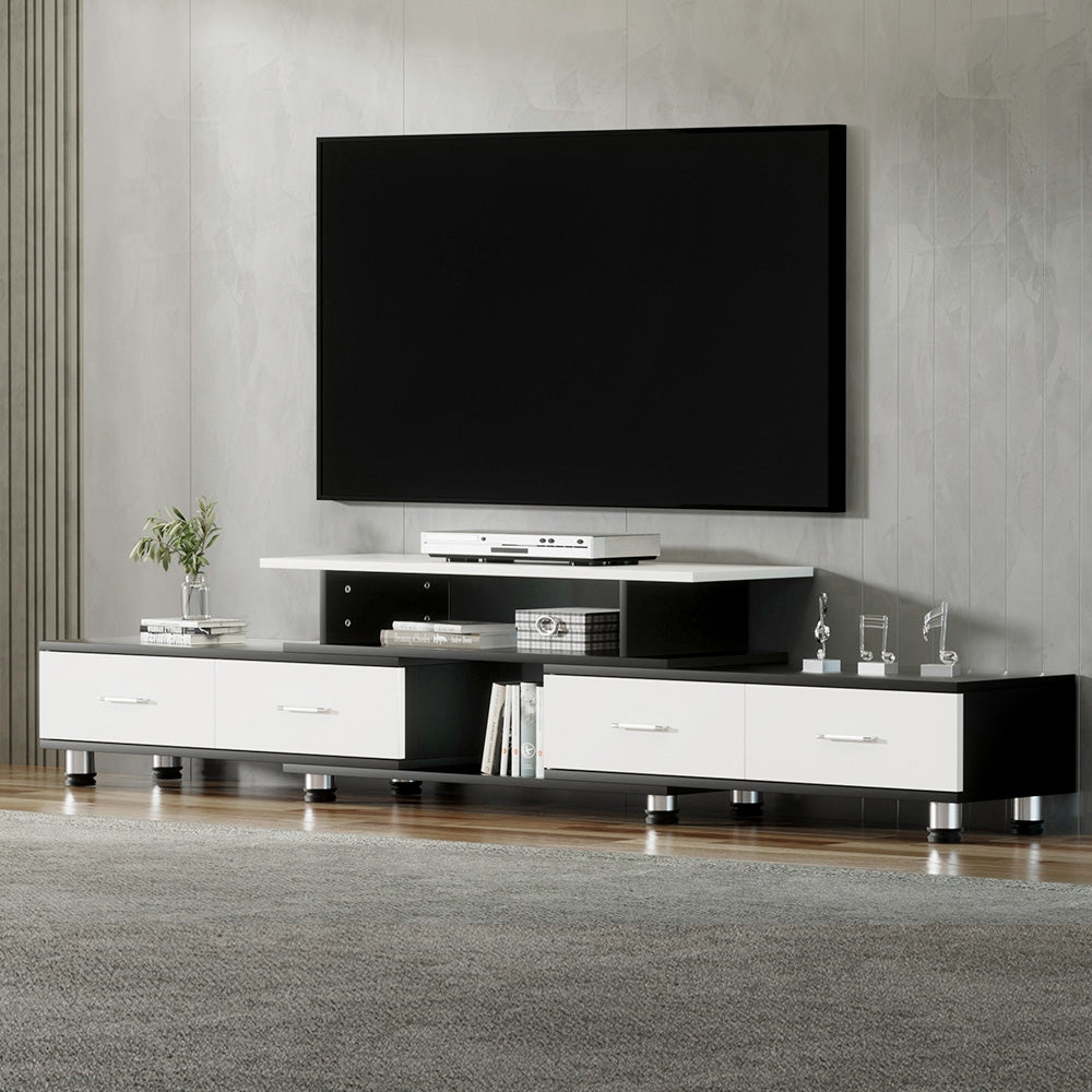 Kylie Black & White TV Cabinet Entertainment Unit Stand Wooden 