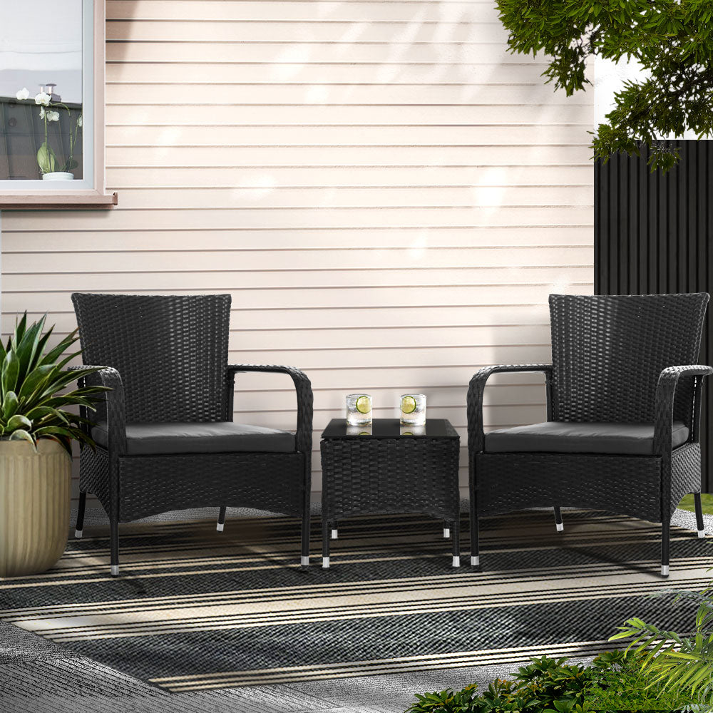 3 Piece Outdoor Patio Conversation Chairs & Table Set