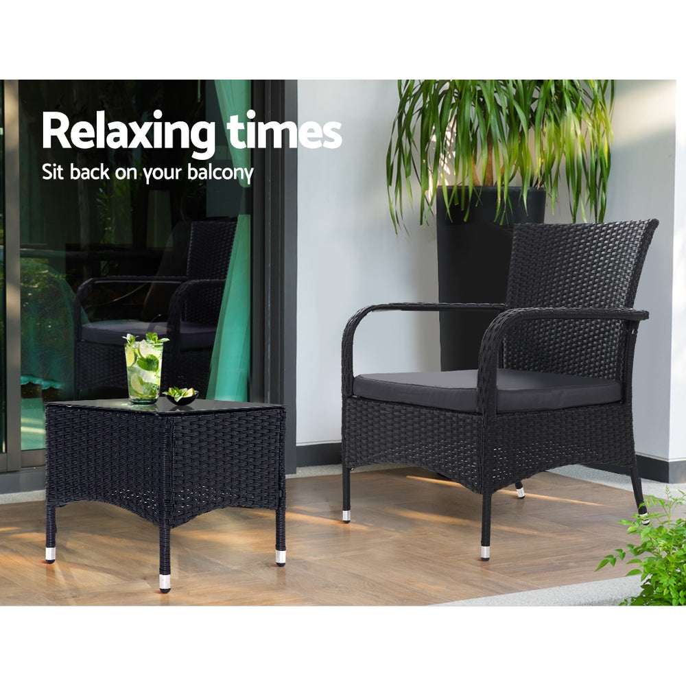 3 Piece Outdoor Patio Conversation Chairs & Table Set