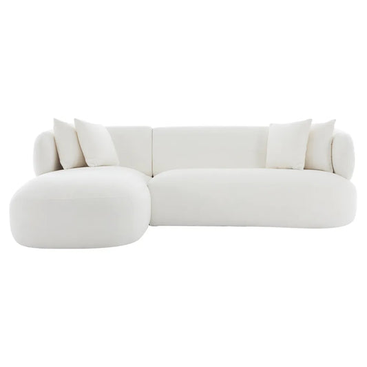 Greenwich 3 Seater Left Chaise Sofa  - Ivory Chenille