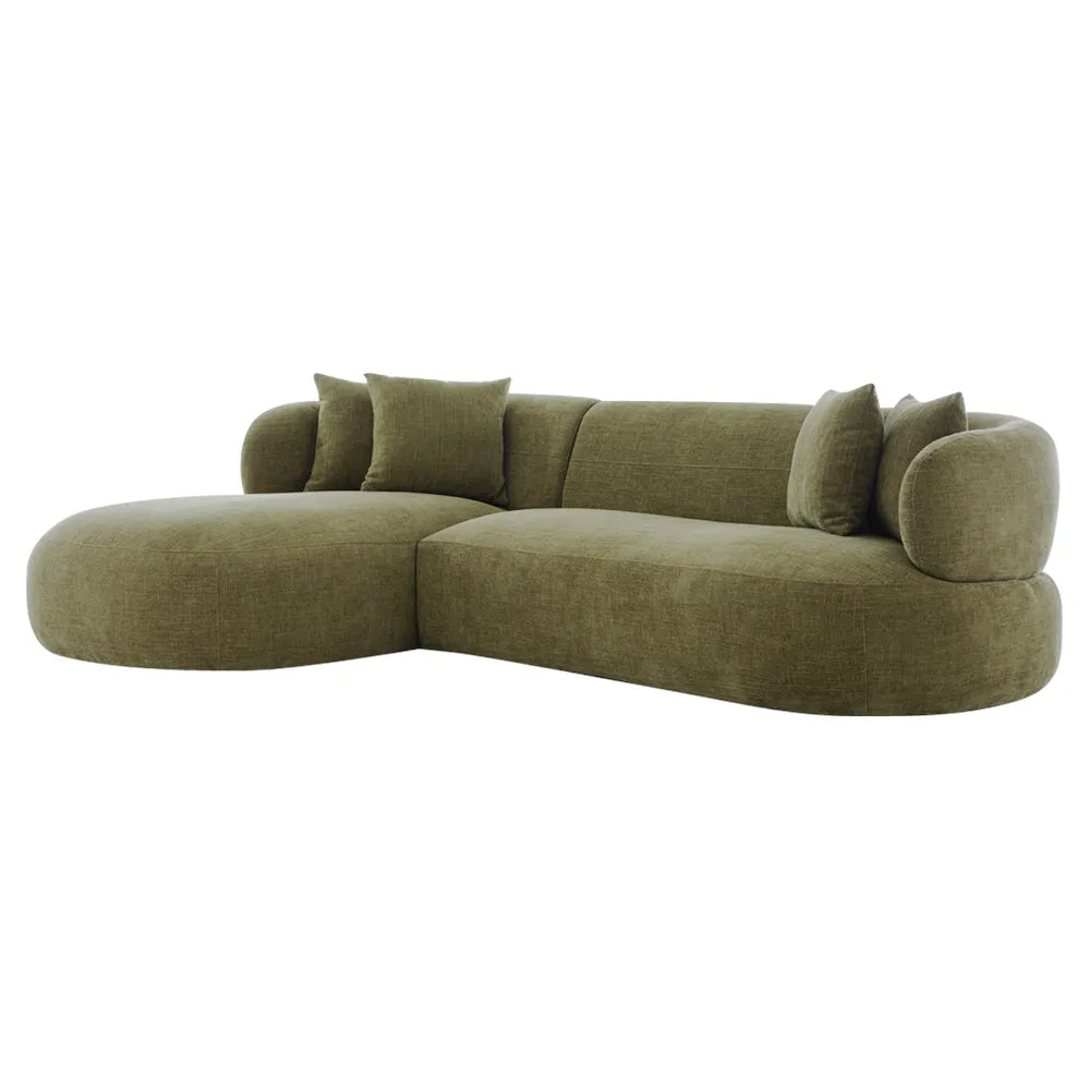 Greenwich 3 Seater Left Chaise Sofa - Sage Chenille