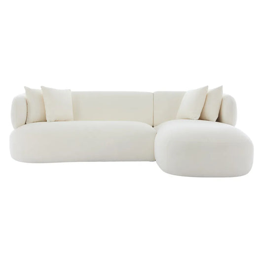 Greenwich 3 Seater Right Chaise Sofa - Ivory Chenille
