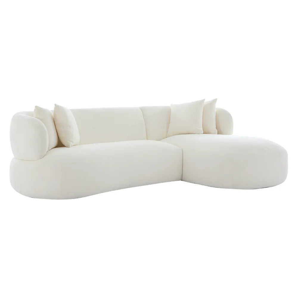 Greenwich 3 Seater Right Chaise Sofa - Ivory Chenille