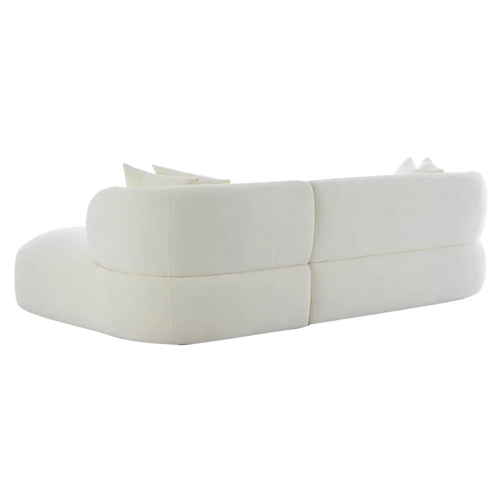 Greenwich 3 Seater Right Chaise Sofa - Ivory Chenille