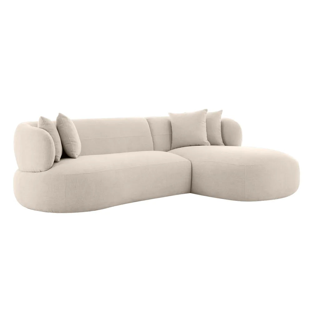 Greenwich 3 Seater Right Chaise Sofa  - Natural Chenille