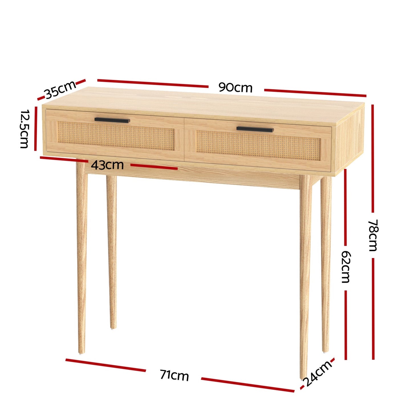 Aliyah 2 Rattan Drawers Console Table