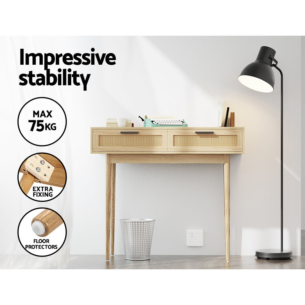 Aliyah 2 Rattan Drawers Console Table