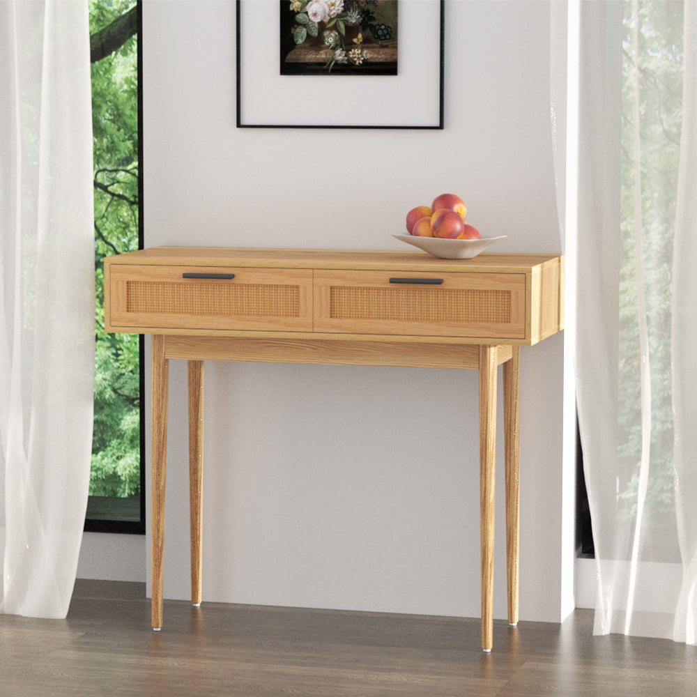 Aliyah 2 Rattan Drawers Console Table