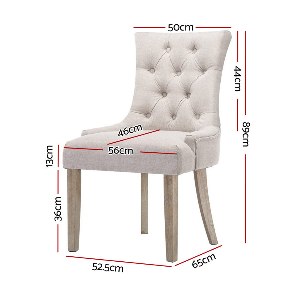French Provincial Dining Chairs Set of 2 - Beige