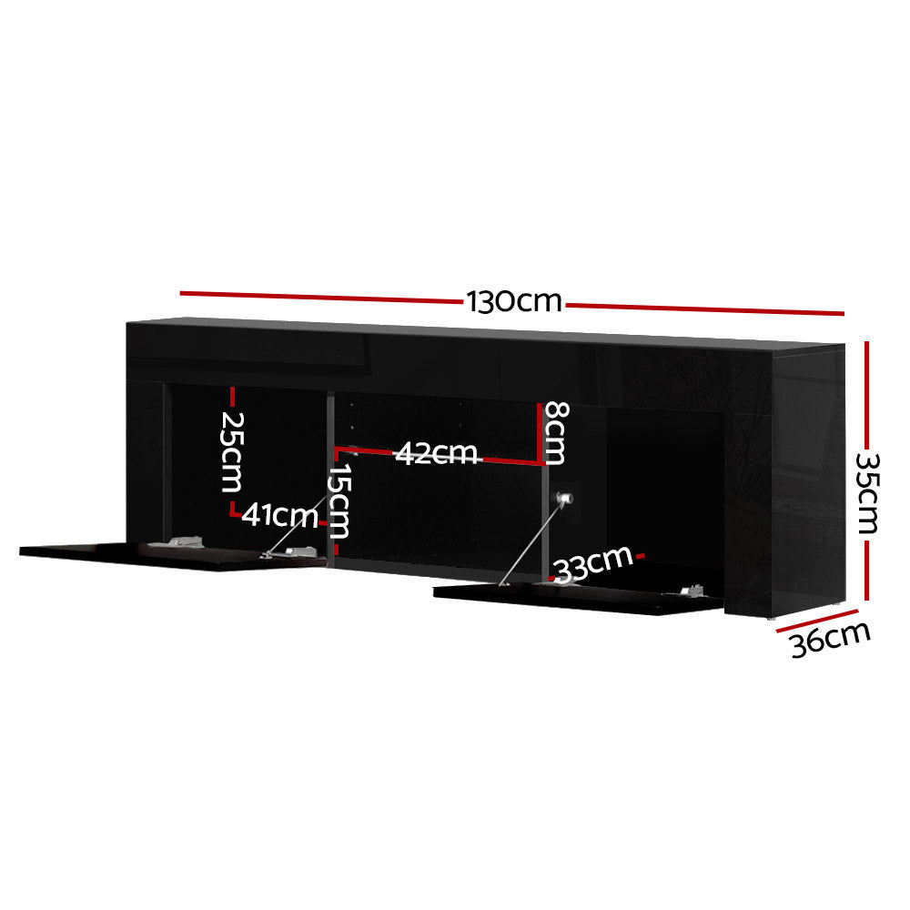 Black Angus Entertainment Unit TV Cabinet LED 130cm