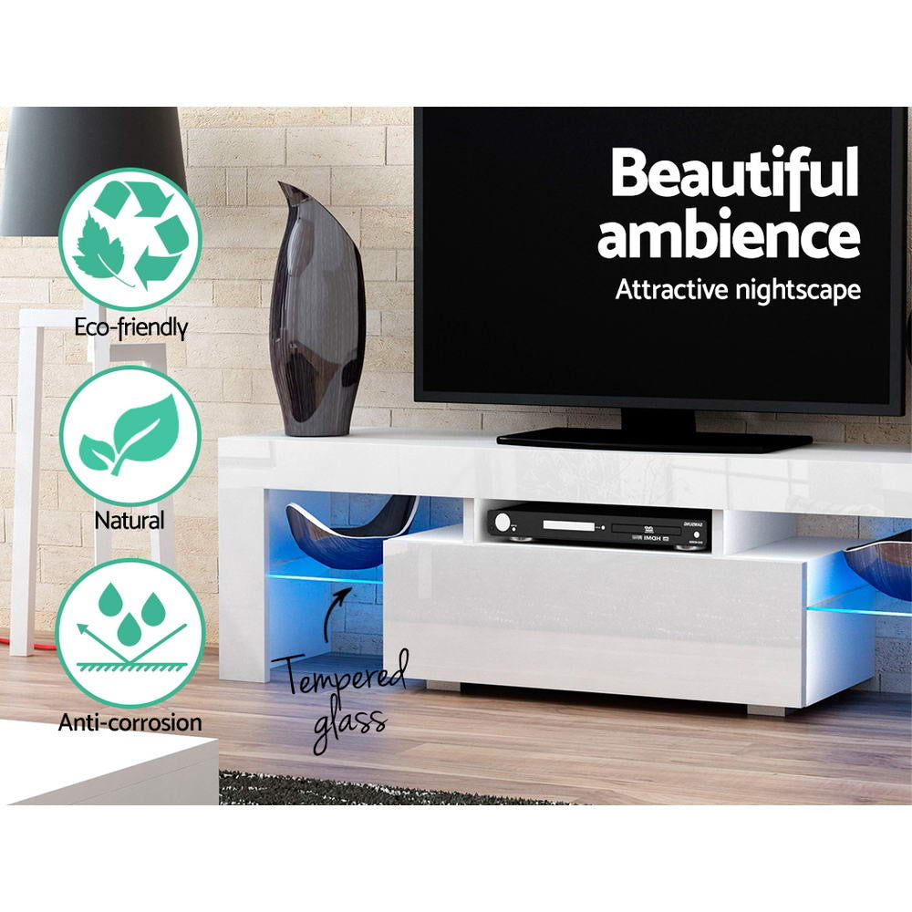 White Elo Entertainment Unit TV Cabinet LED 130cm