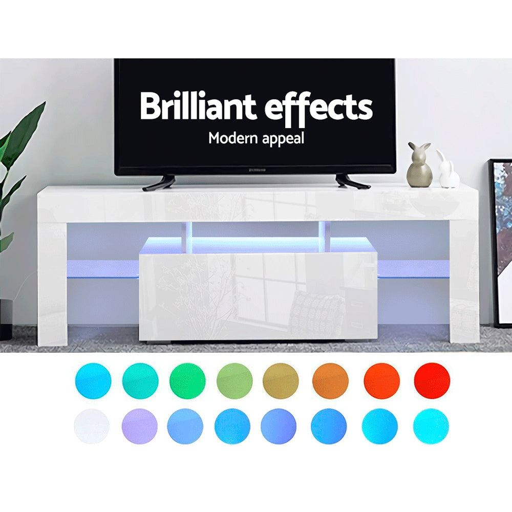 White Elo Entertainment Unit TV Cabinet LED 130cm