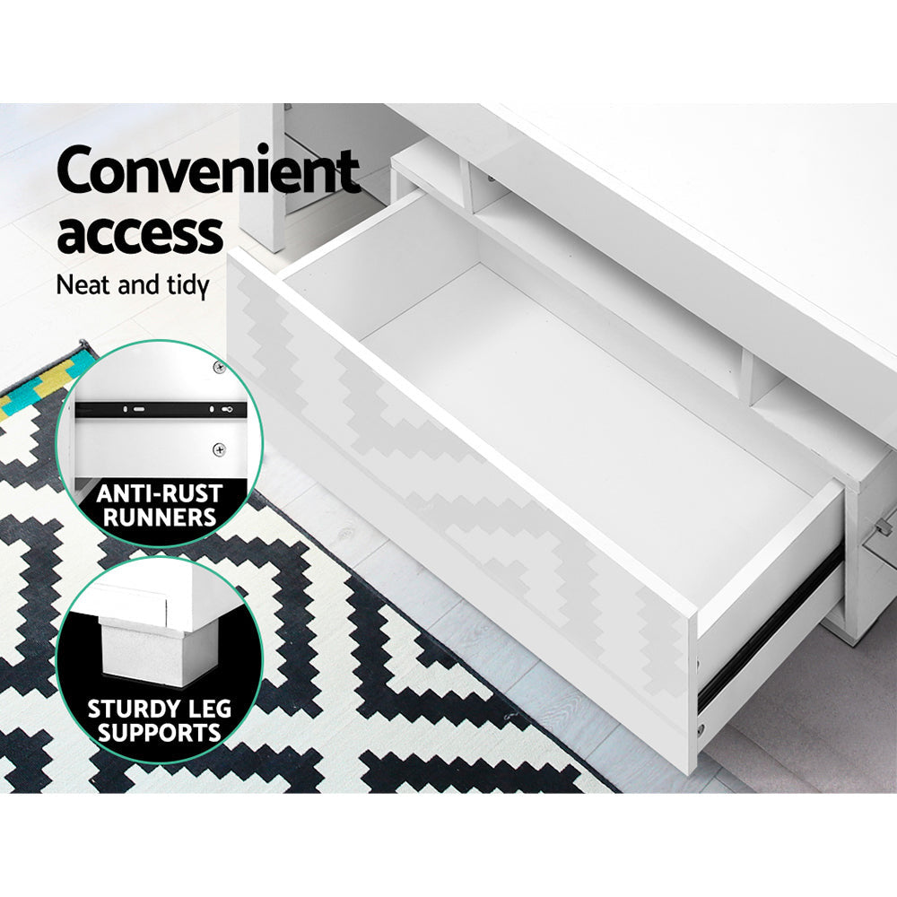 White Elo Entertainment Unit TV Cabinet LED 130cm