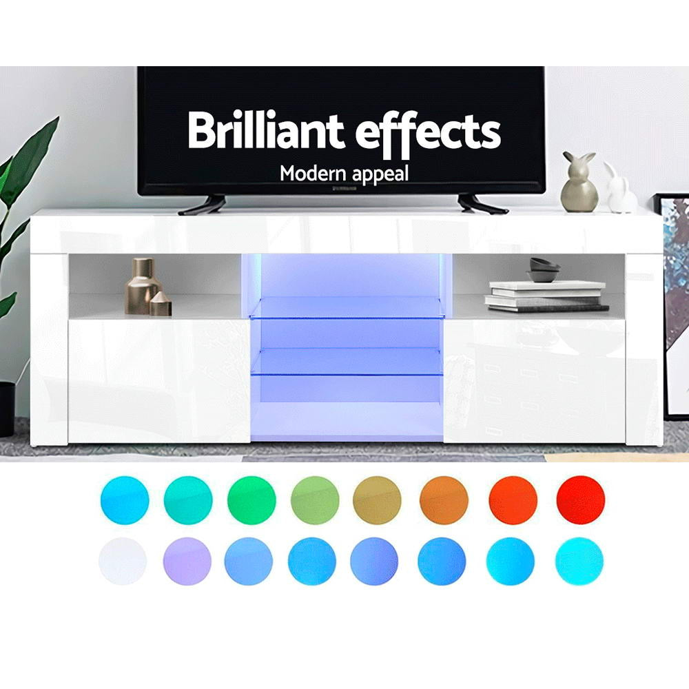 White Bobi Entertainment Unit TV Cabinet LED 160cm
