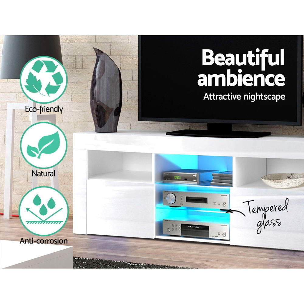 White Bobi Entertainment Unit TV Cabinet LED 160cm