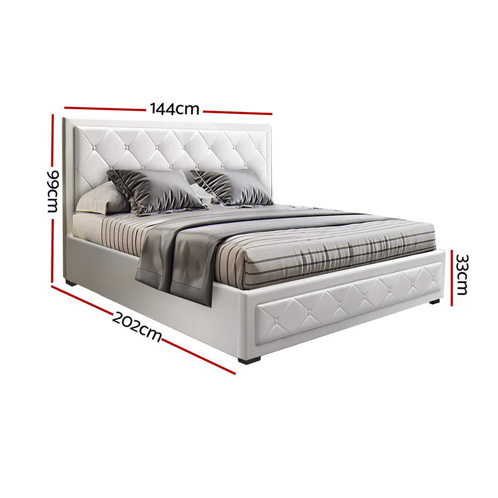 Delilah Bed Frame Double Size Gas Lift White