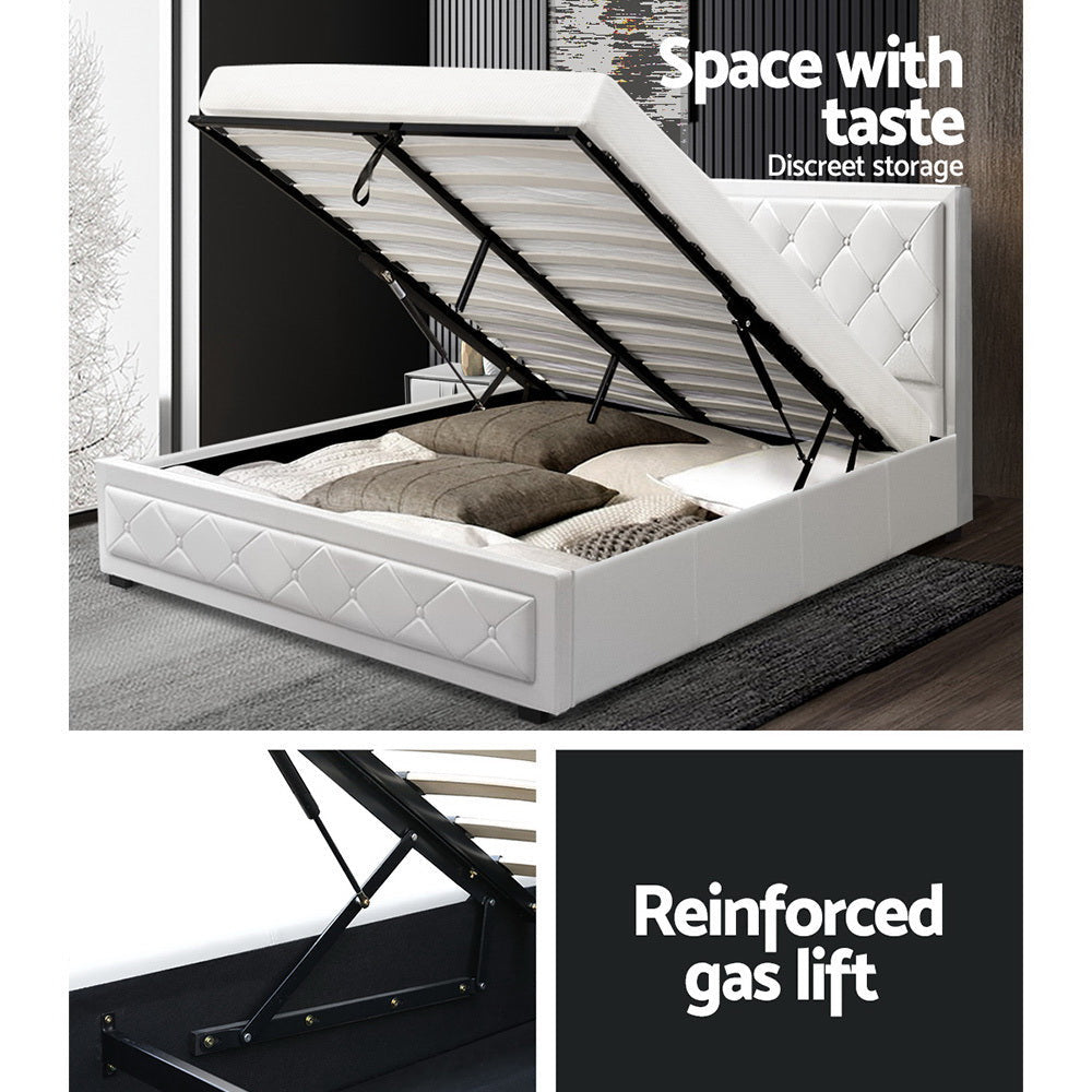 Delilah Bed Frame Double Size Gas Lift White