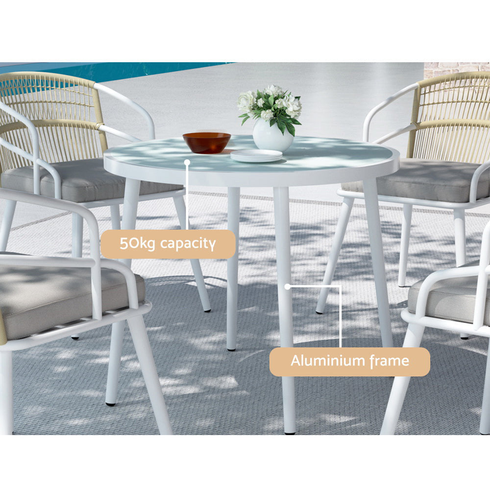 Cordelia 5 Piece White Outdoor Dining Set