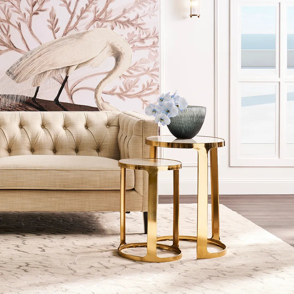 Isabelle Marble Nesting Side Tables - Gold