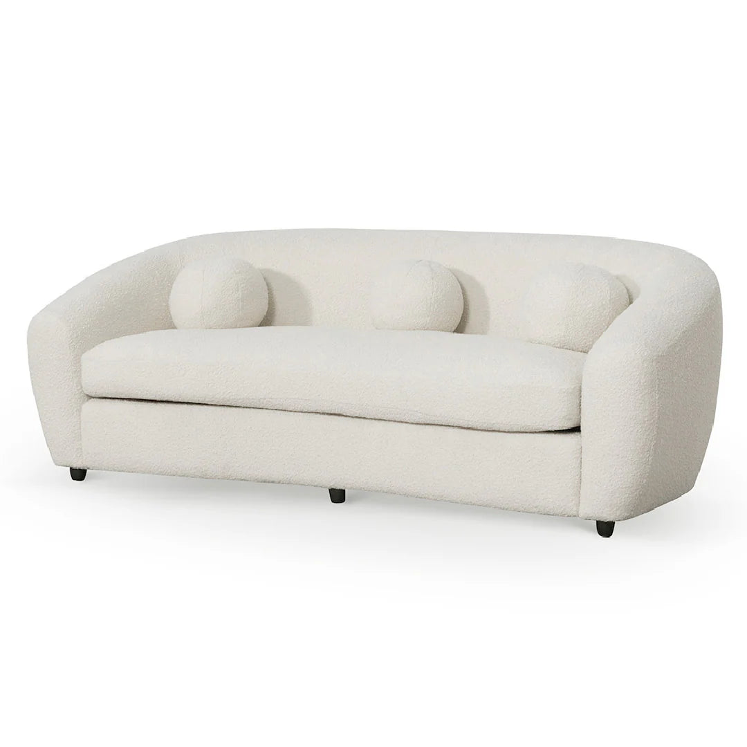 Cloud 3 Seater Fabric Sofa -  Ivory White Boucle