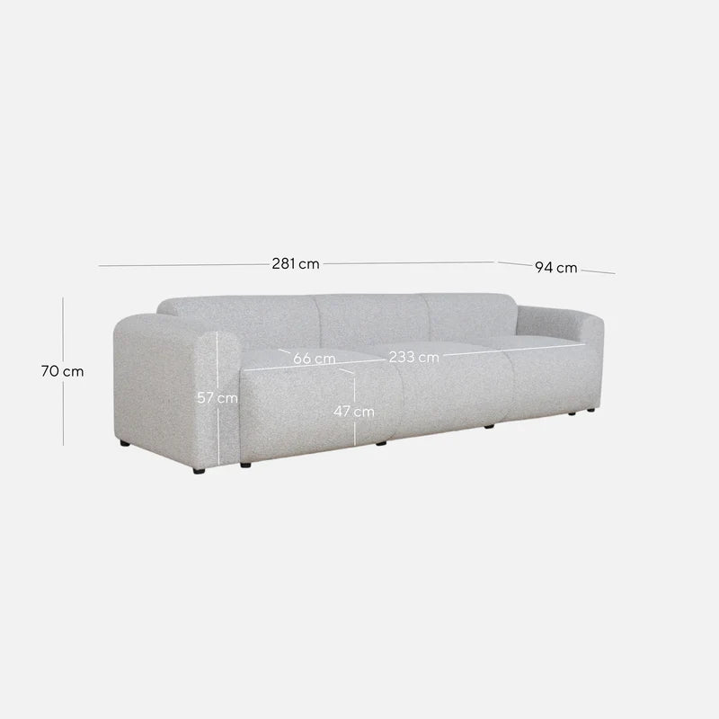 Ashley 4-Seater Fabric Sofa - Silver Grey Boucle