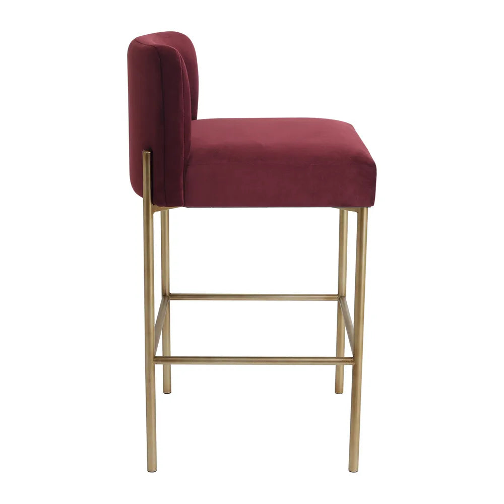Leon Kitchen Stool - Mulberry Velvet