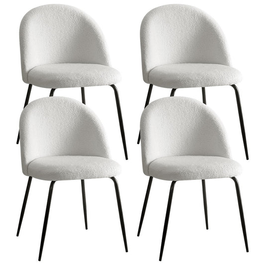 Tofa Dining Chairs Set of 4 Sherpa Boucle White