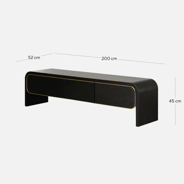 Noir Vista TV Entertainment Unit 2m- Textured Espresso Black