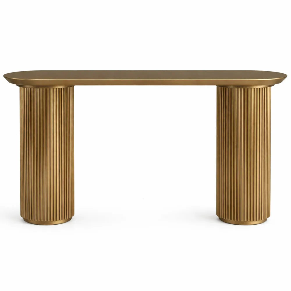 Gold table with fluted column legs