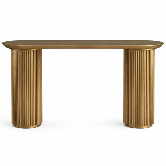 Gold table with fluted column legs