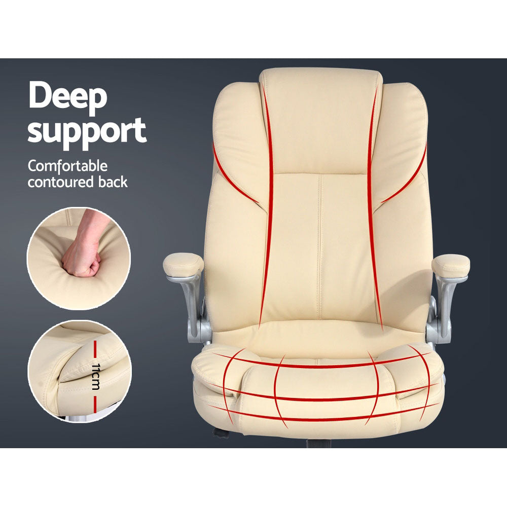 Arturro Leather Executive Office Chair - Beige