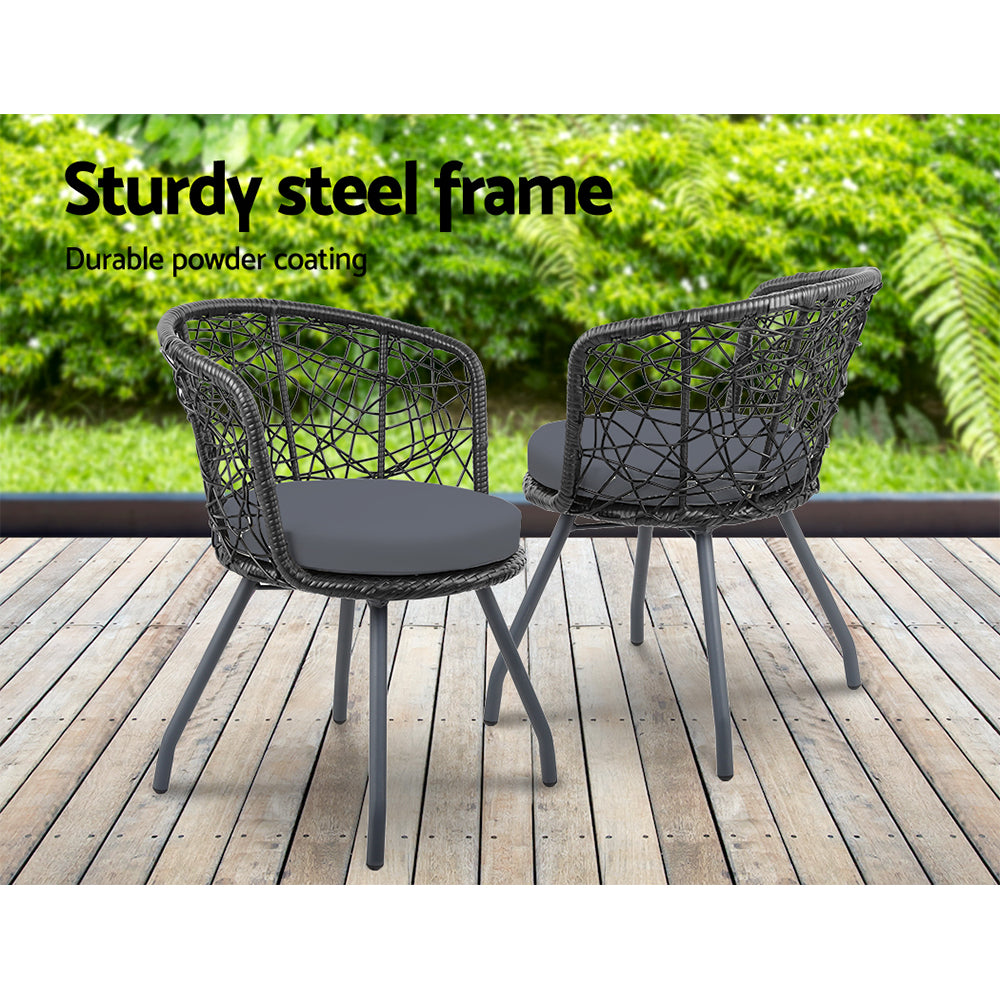 Outdoor Patio Chair and Table Set - Black