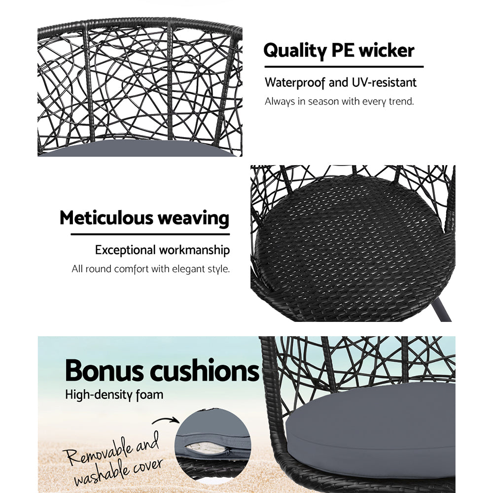 Outdoor Patio Chair and Table Set - Black