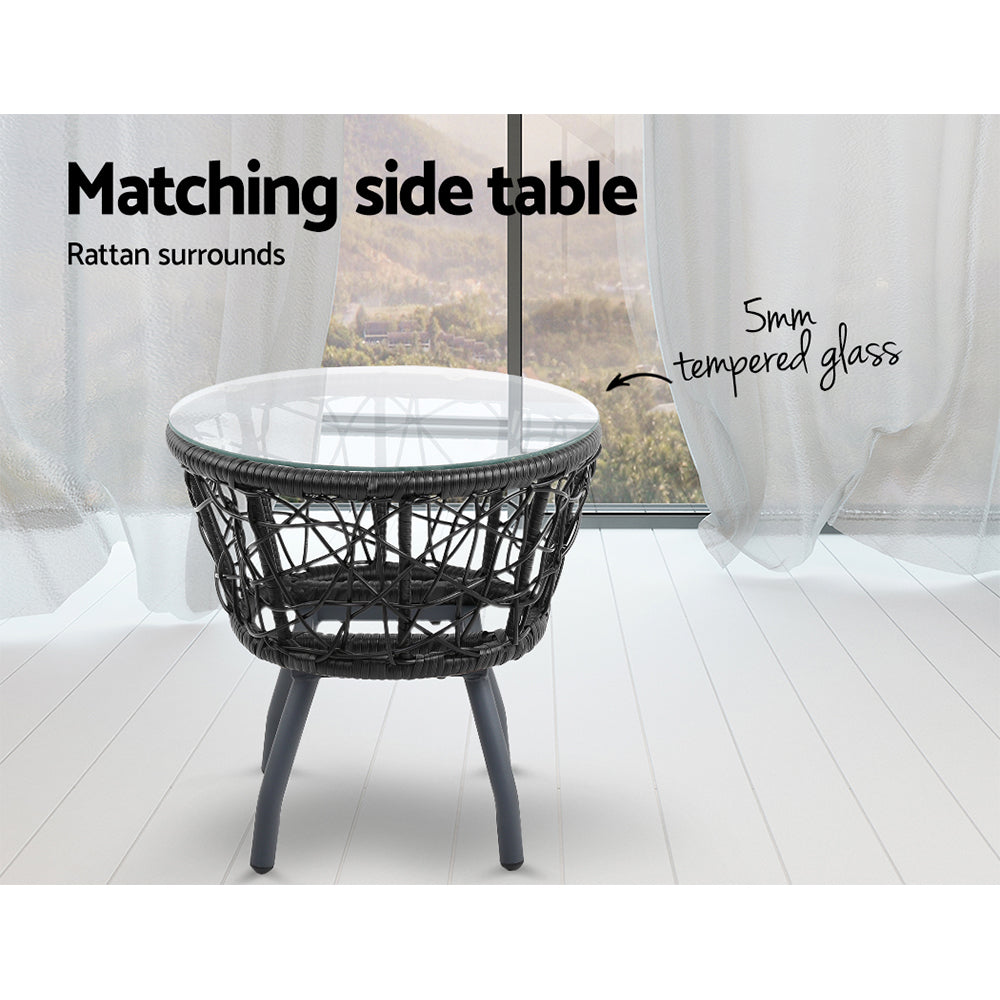 Outdoor Patio Chair and Table Set - Black