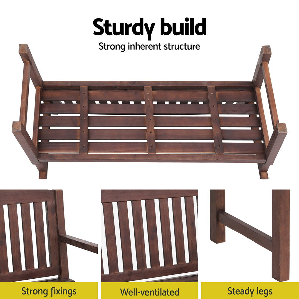Natural Brown Outdoor Wooden Garden Bench