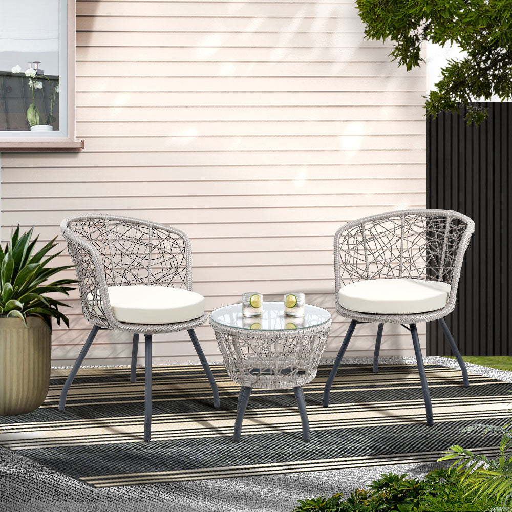 Outdoor Patio Chair and Table - Grey