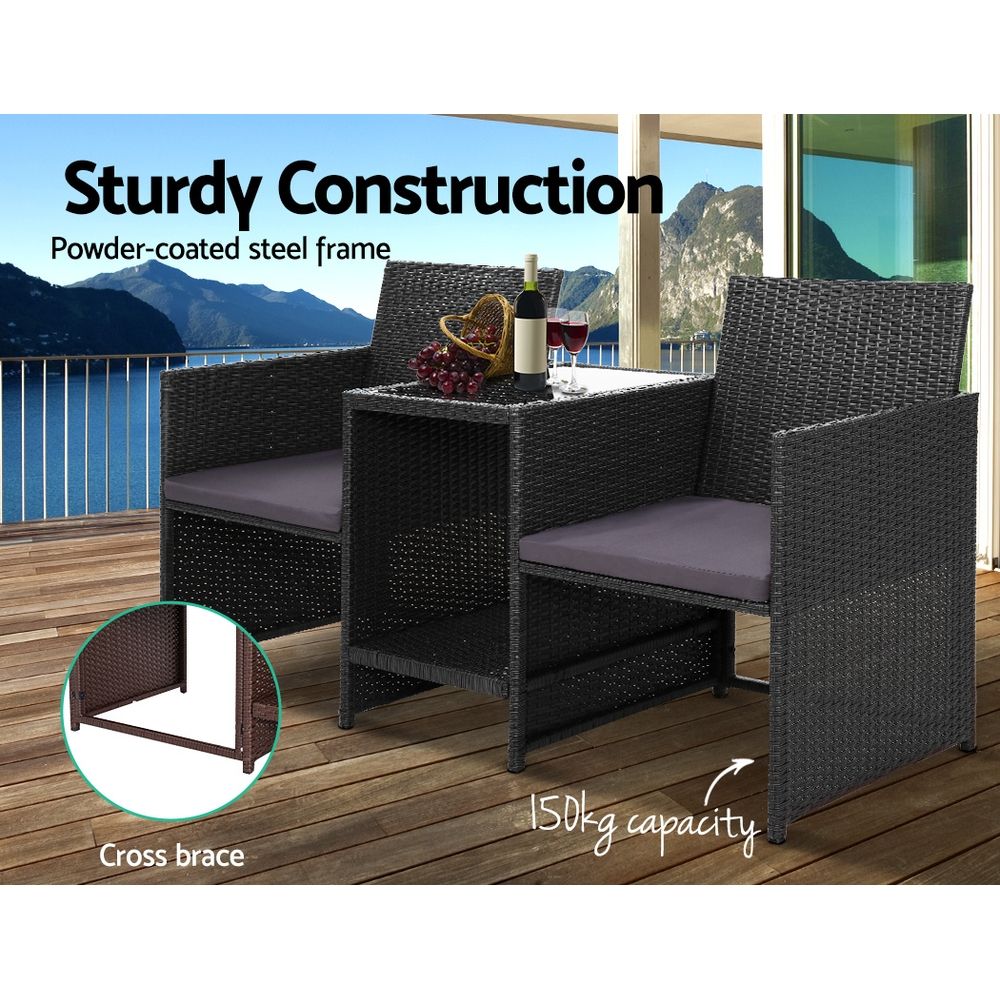 Outdoor Wicker Loveseat Bistro Setting