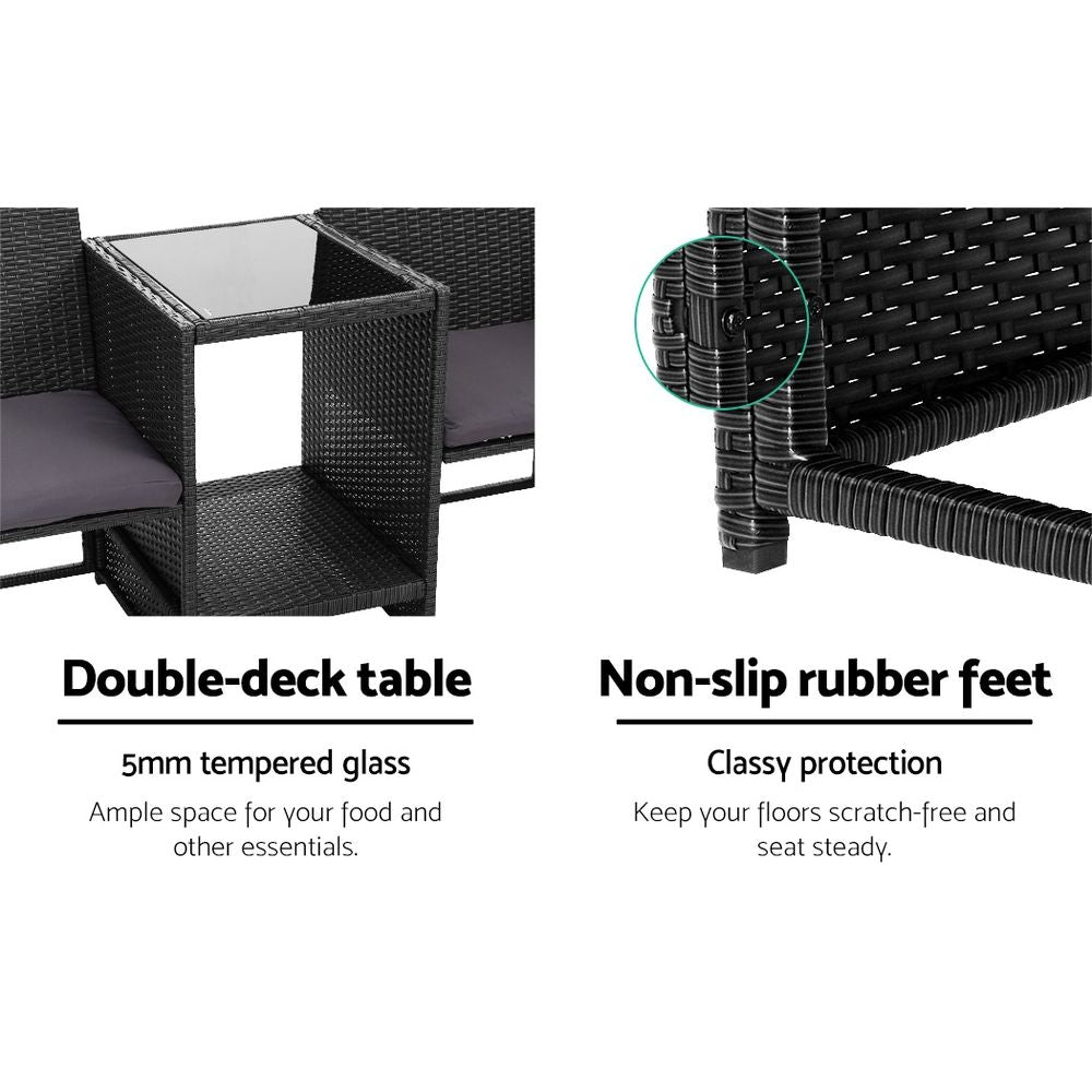 Outdoor Wicker Loveseat Bistro Setting