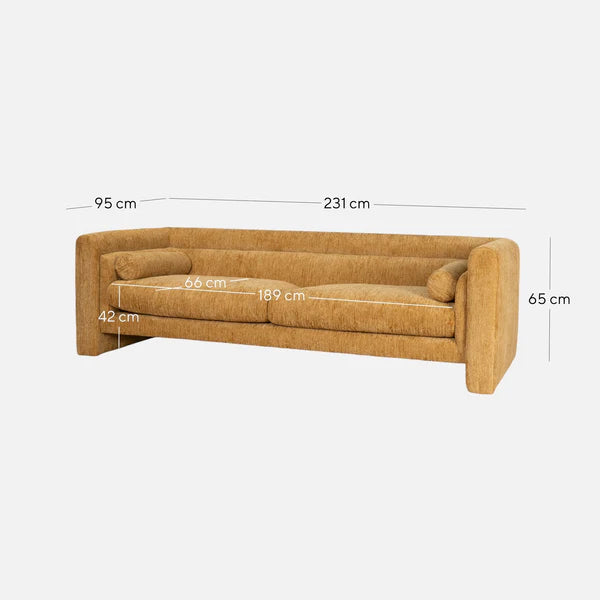 Sandora 3-Seater Fabric Sofa - Yellow Sand