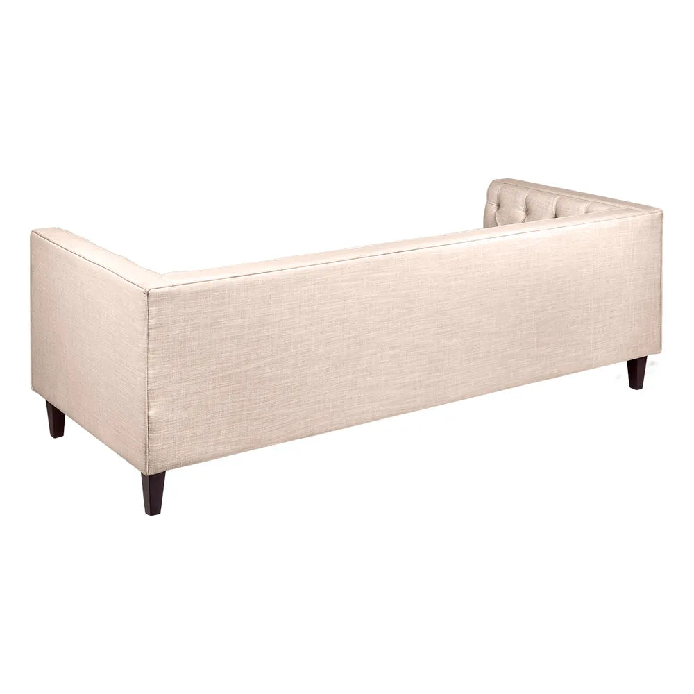 Tuxedo 3-Seater Tufted Sofa - Fawn Linen