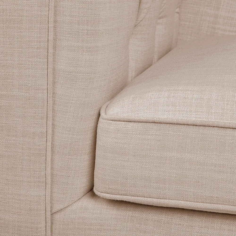 Tuxedo 3-Seater Tufted Sofa - Fawn Linen