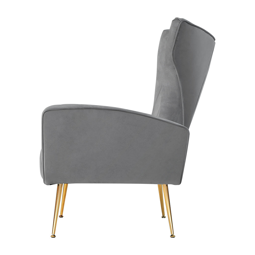 Kate Accent Velvet Armchair - Grey